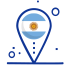 Ícono de marcador de mapa con la bandera Argentina en su interior.